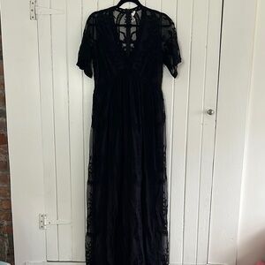 Pinkblush Black Flutter Sleeve Maxi Dress